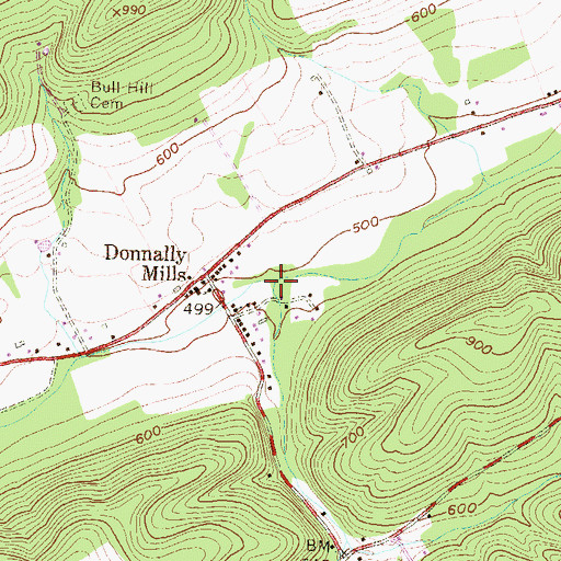 Topographic Map of Buckwheat Run, PA