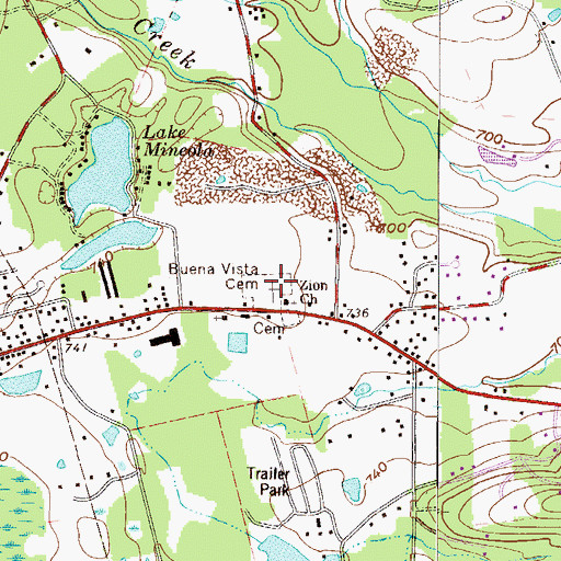 Topographic Map of Buena Vista Cemetery, PA