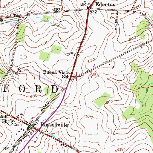 Topographic Map of Buena Vista School, PA