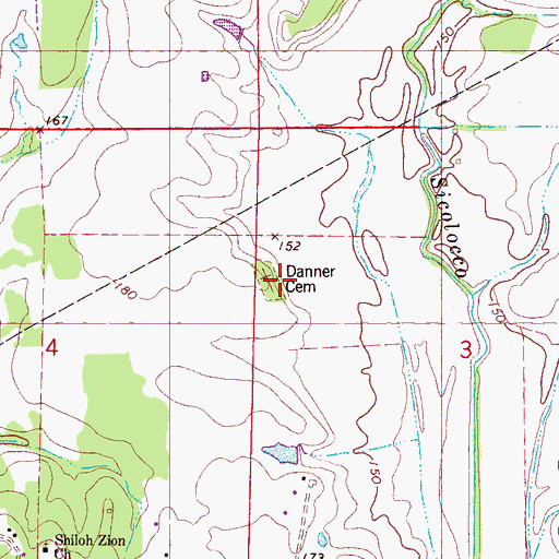 Topographic Map of Danner Cemetery, AL