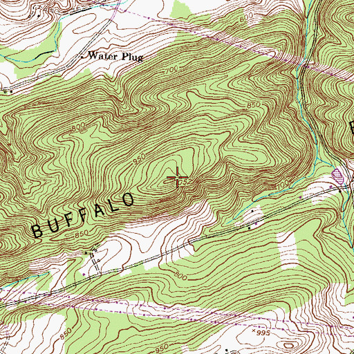 Topographic Map of Buffalo Ridge, PA