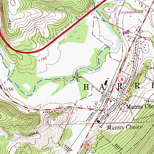 Topographic Map of Buffalo Run, PA