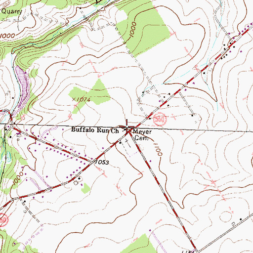 Topographic Map of Buffalo Run Church, PA