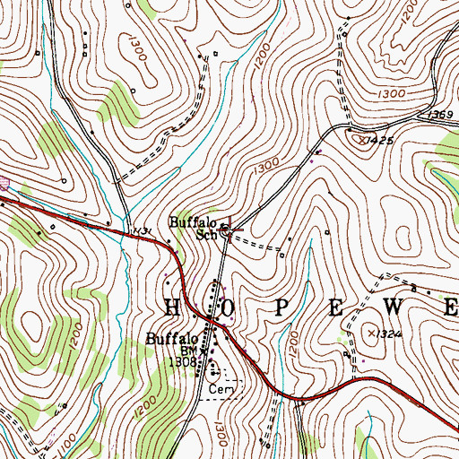 Topographic Map of Buffalo School, PA