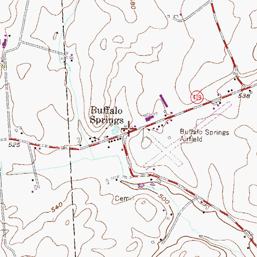 Topographic Map of Buffalo Springs, PA