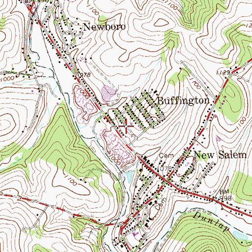Topographic Map of Buffington, PA
