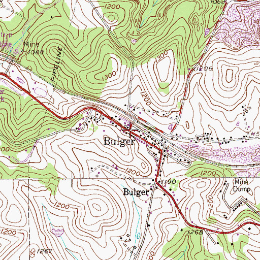 Topographic Map of Bulger, PA