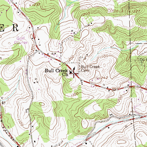 Topographic Map of Bull Creek Church, PA