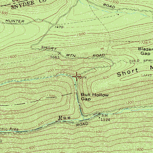 Topographic Map of Bull Hollow, PA