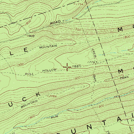 Topographic Map of Bull Hollow Trail, PA