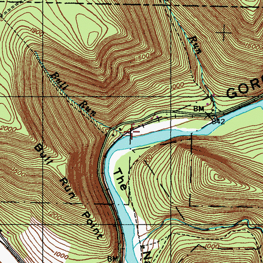 Topographic Map of Bull Run, PA