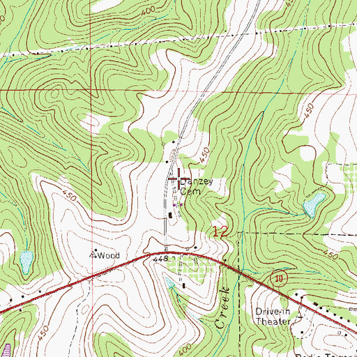 Topographic Map of Danzey Cemetery, AL