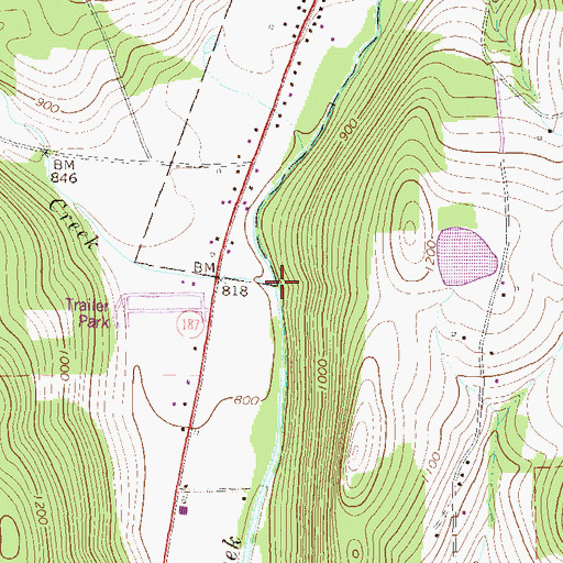 Topographic Map of Bullard Creek, PA