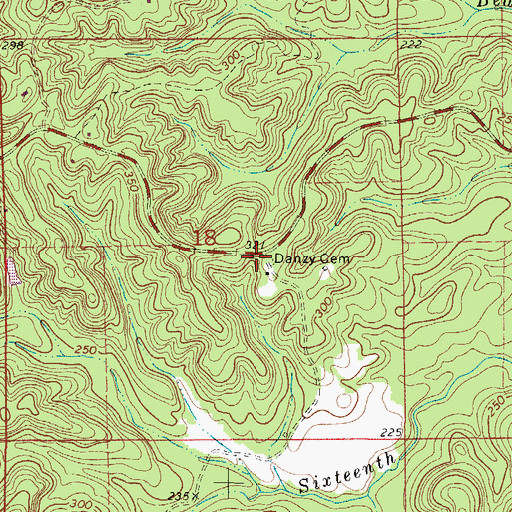 Topographic Map of Danzy Cemetery, AL