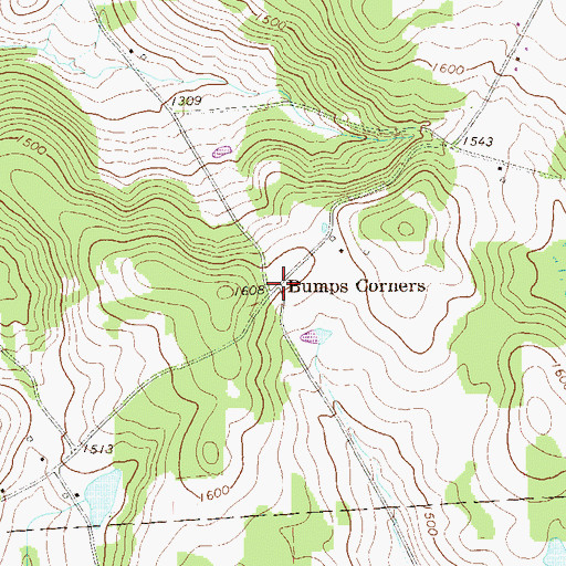 Topographic Map of Bumps Corners, PA