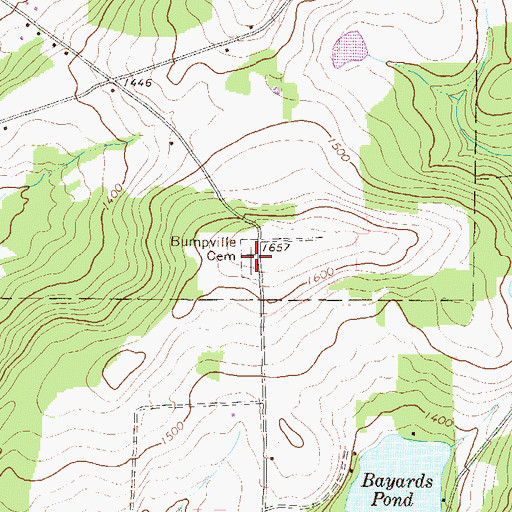 Topographic Map of Bumpville Cemetery, PA