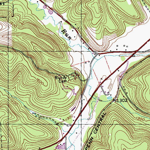 Topographic Map of Bundy Cemetery, PA