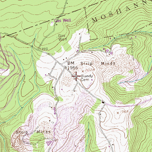 Topographic Map of Bundy Cemetery, PA