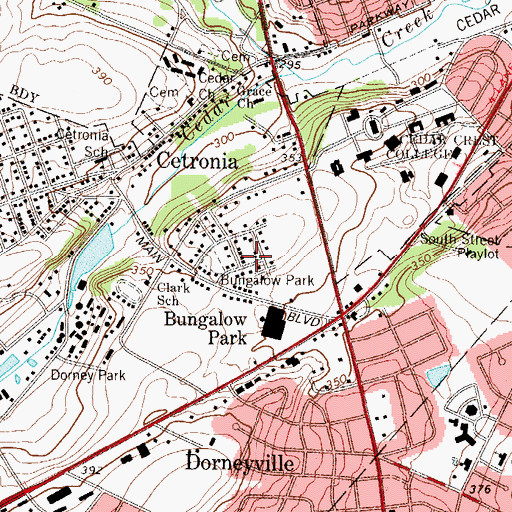 Topographic Map of Bungalow Park, PA