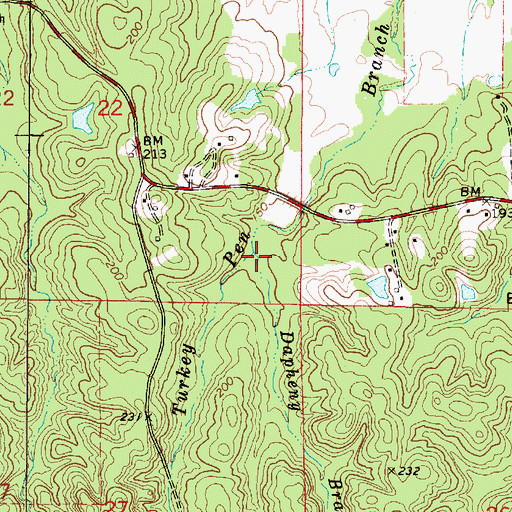Topographic Map of Dapheny Branch, AL