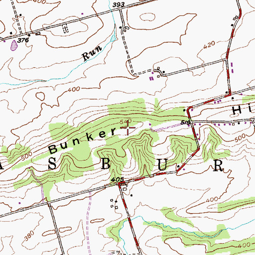 Topographic Map of Bunker Hill, PA
