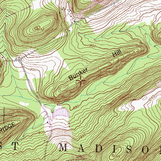 Topographic Map of Bunker Hill, PA
