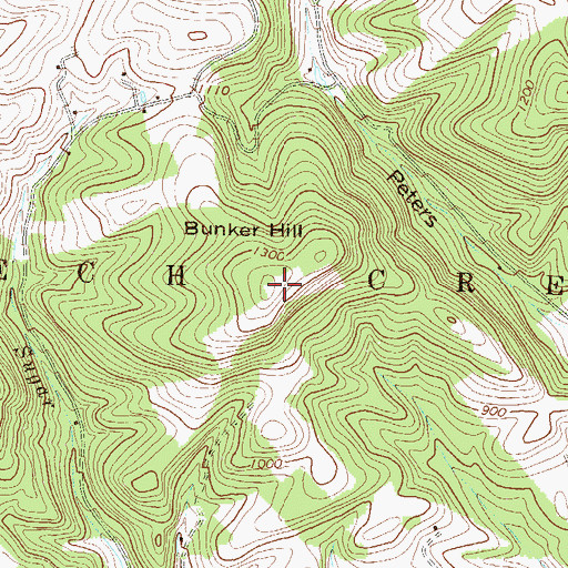 Topographic Map of Bunker Hill, PA