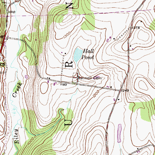Topographic Map of Bunnell Cemetery, PA