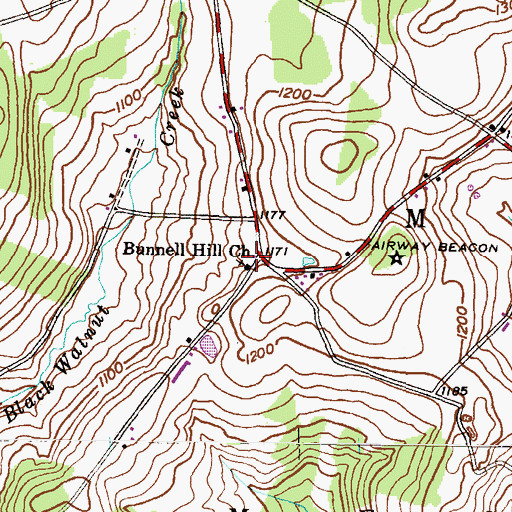 Topographic Map of Bunnell Hill Church, PA