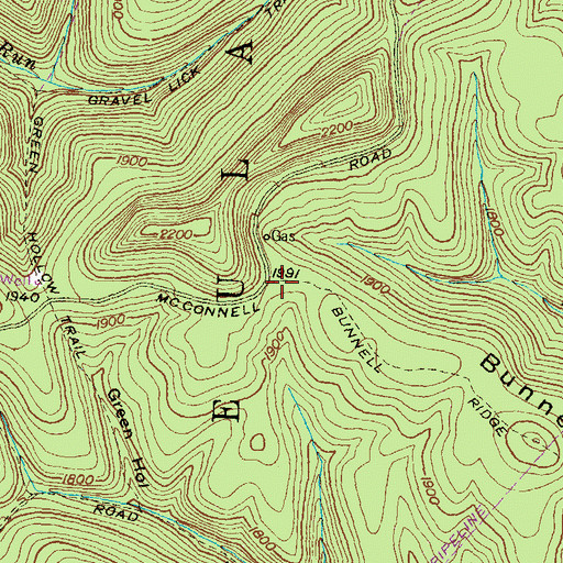 Topographic Map of Bunnell Ridge Trail, PA