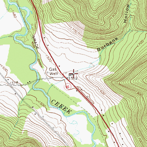 Topographic Map of Burbank Hollow, PA
