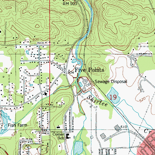 Topographic Map of Darby Branch, AL