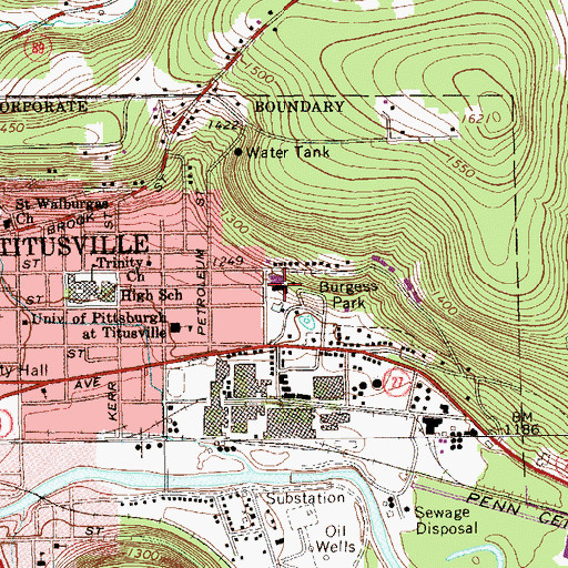 Topographic Map of Burgess Park, PA