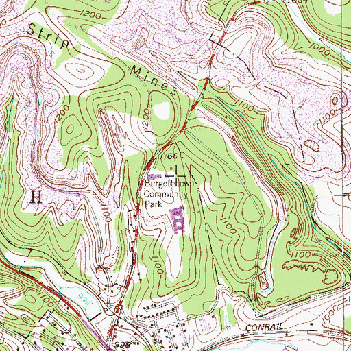 Topographic Map of Burgettstown Community Park, PA