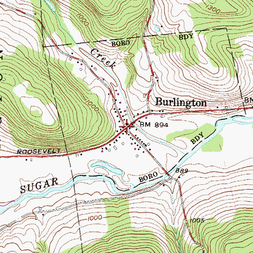 Topographic Map of Burlington, PA