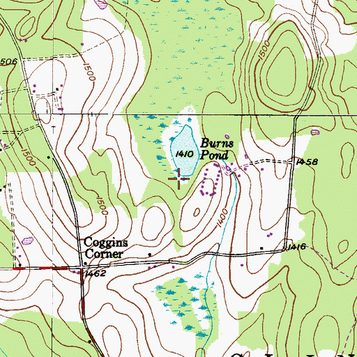 Topographic Map of Burns Pond, PA
