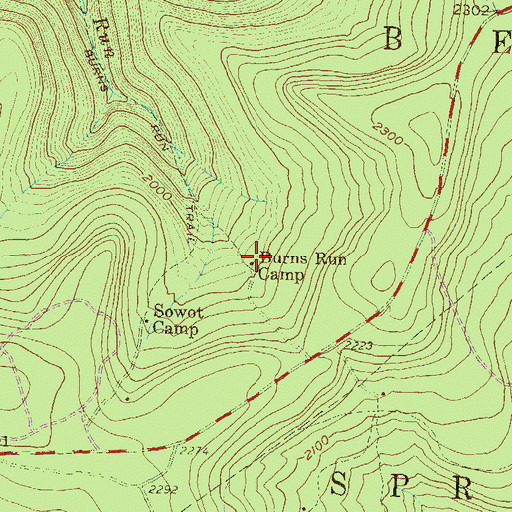 Topographic Map of Burns Run Camp, PA