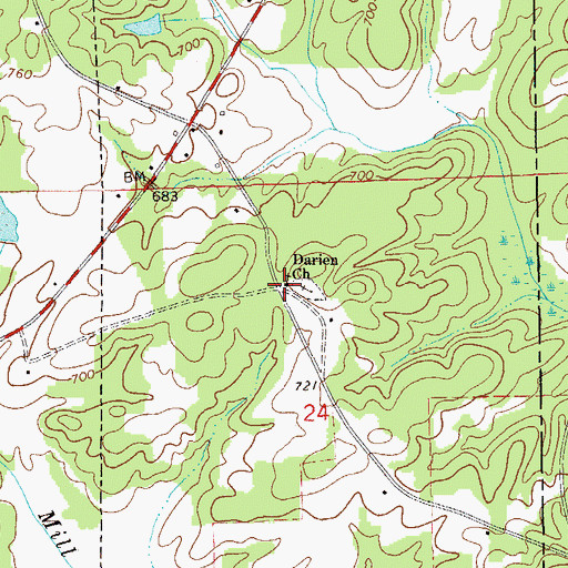 Topographic Map of Darian Primitive Baptist Church, AL