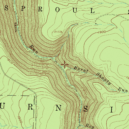 Topographic Map of Burnt Shanty Run, PA