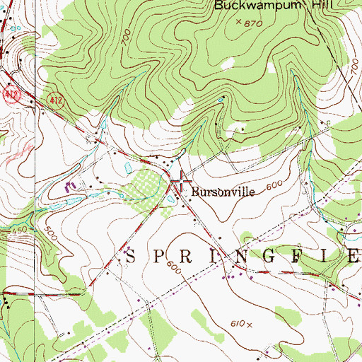 Topographic Map of Bursonville, PA