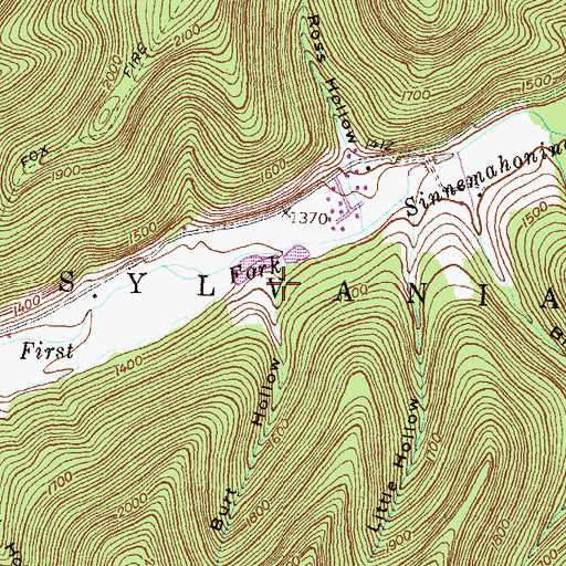 Topographic Map of Burt Hollow, PA