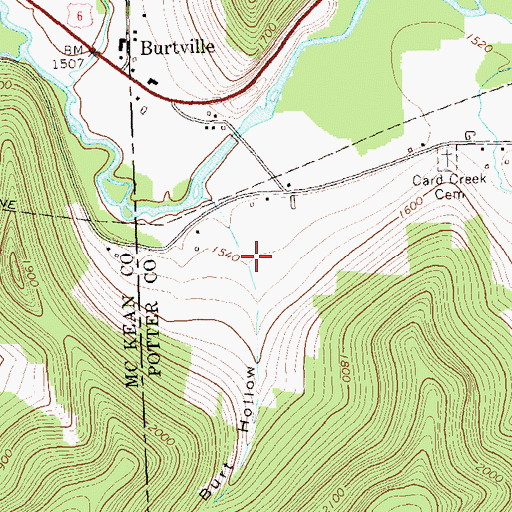 Topographic Map of Burt Hollow, PA