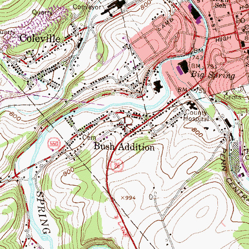 Topographic Map of Bush Addition, PA