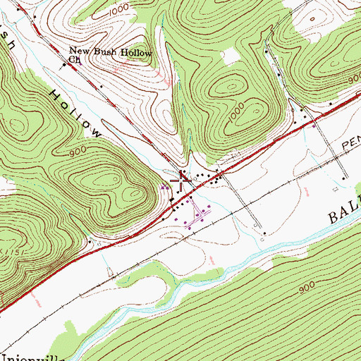 Topographic Map of Bush Hollow, PA