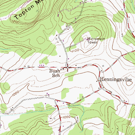 Topographic Map of Bush School, PA