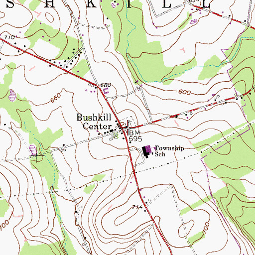 Topographic Map of Bushkill Center, PA