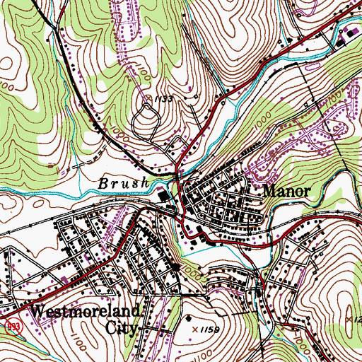 Topographic Map of Bushy Run, PA