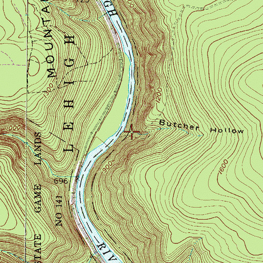 Topographic Map of Butcher Hollow, PA