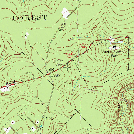 Topographic Map of Butler Cemetery, PA