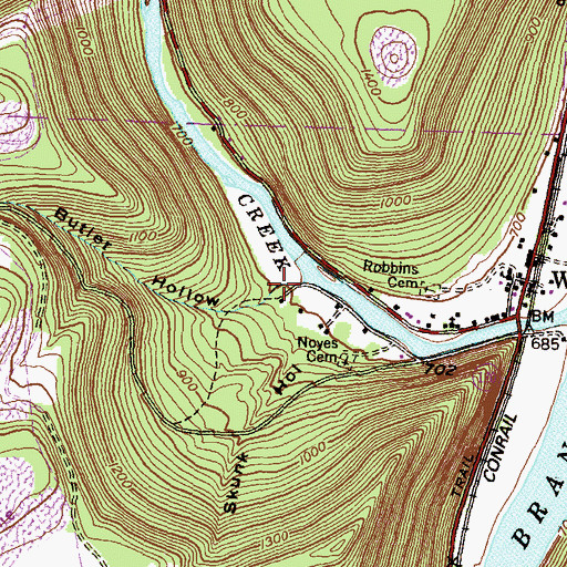 Topographic Map of Butler Hollow, PA